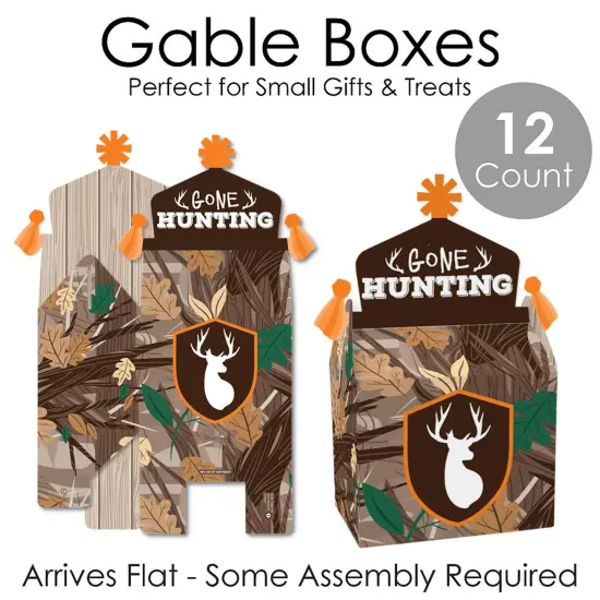 Big Dot of Happiness Gone Hunting - Treat Box Party Favors - Deer Hunting Camo Baby Shower or Birthday Party Goodie Gable Boxes - Set of 12 {7}