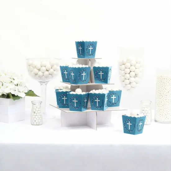 Big Dot of Happiness Blue Elegant Cross - Party Mini Favor Boxes - Boy Religious Party Treat Candy Boxes - Set of 12 {3}