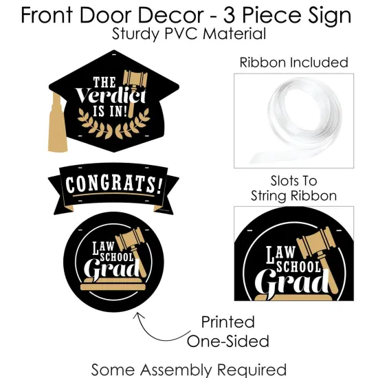 Big Dot of Happiness Law School Grad - Hanging Porch Future Lawyer Graduation Party Outdoor Decorations - Front Door Decor - 3 Piece Sign {6}