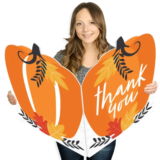 Big Dot of Happiness Fall Pumpkin - Thank You Giant Greeting Card - Big Shaped Jumborific Card - 16.5 x 22 inches {1}