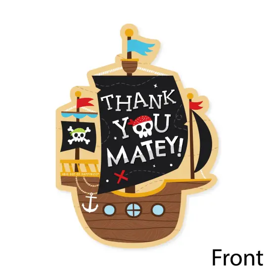 Big Dot of Happiness Pirate Ship Adventures - Shaped Thank You Cards - Skull Birthday Party Thank You Note Cards with Envelopes - Set of 12 {4}