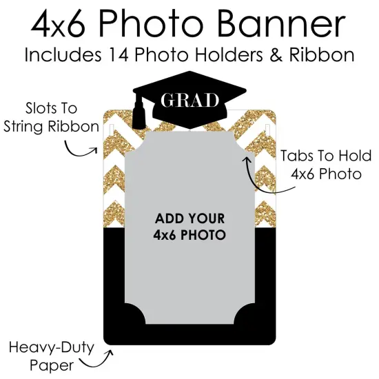 Big Dot of Happiness Tassel Worth The Hassle - Gold - DIY Graduation Party Decor - K-12 School Picture Display - Photo Banner {7}