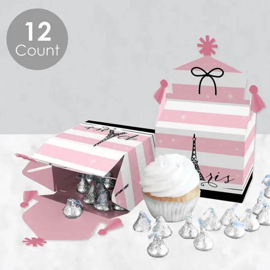 Big Dot of Happiness Paris, Ooh La La - Treat Box Party Favors - Paris Themed Baby Shower or Birthday Party Goodie Gable Boxes - Set of 12 {4}