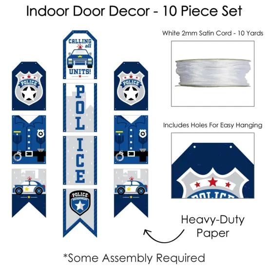 Big Dot of Happiness Calling All Units - Police - Hanging Vertical Paper Door Banners - Cop Birthday Party or Baby Shower Wall Kit - Indoor Door Decor {6}