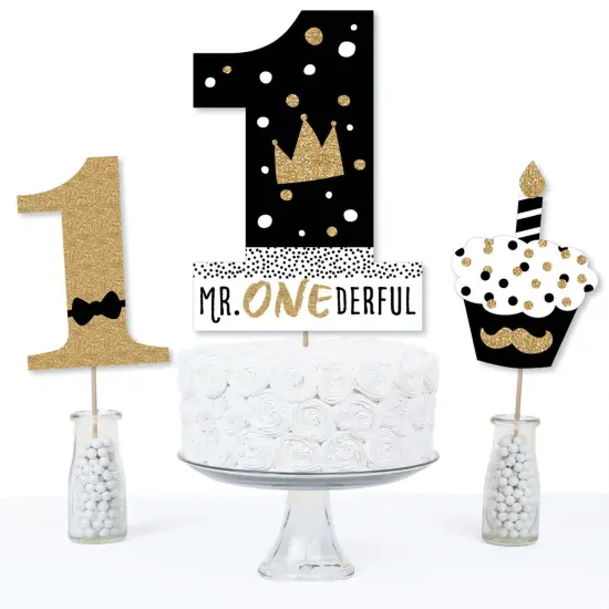 Big Dot of Happiness 1st Birthday Little Mr. Onederful - Boy First Birthday Party Centerpiece Sticks - Table Toppers - Set of 15 {4}