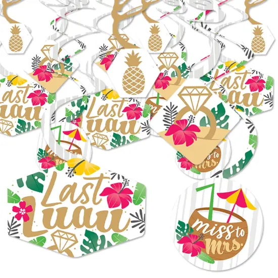 Big Dot of Happiness Last Luau - Tropical Bachelorette Party and Bridal Shower Hanging Decor - Party Decoration Swirls - Set of 40 {1}