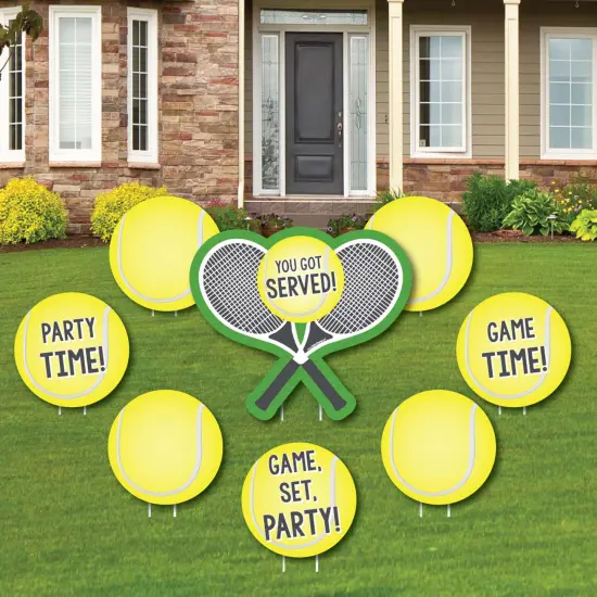 Big Dot of Happiness You Got Served - Tennis - Yard Sign & Outdoor Lawn Decorations - Baby Shower or Tennis Ball Birthday Party Yard Signs - Set of 8 {1}
