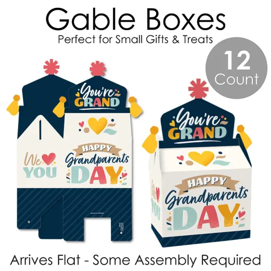 Big Dot of Happiness Happy Grandparents Day - Treat Box Party Favors - Grandma & Grandpa Party Goodie Gable Boxes - Set of 12 {7}