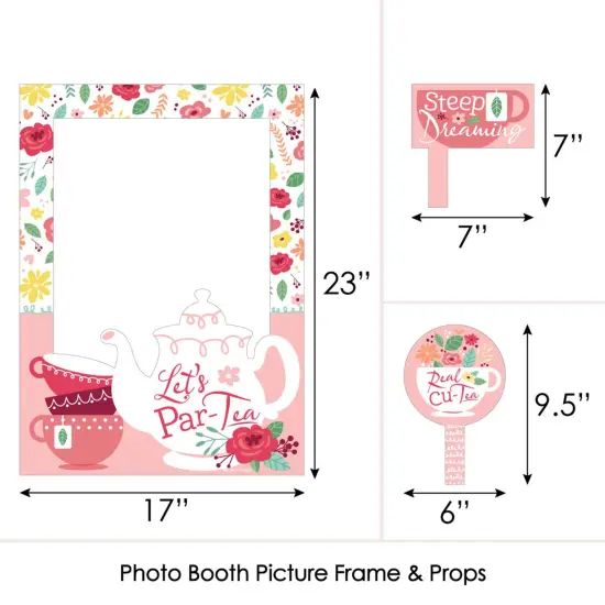 Big Dot of Happiness Floral Let's Par-Tea - Garden Tea Party Selfie Photo Booth Picture Frame and Props - Printed on Sturdy Material {6}