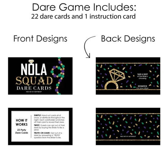 Big Dot of Happiness Nola Bride Squad - New Orleans Bachelorette Party Game Scratch Off Dare Cards - 22 Count {6}