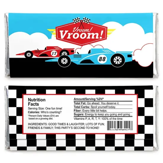 Big Dot of Happiness Let's Go Racing - Racecar - Candy Bar Wrapper Baby Shower or Race Car Birthday Party Favors - Set of 24 {3}