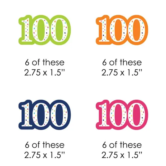 Big Dot of Happiness 100th Birthday - Cheerful Happy Birthday - DIY Shaped Colorful One Hundredth Birthday Party Cut-Outs - 24 Count {3}