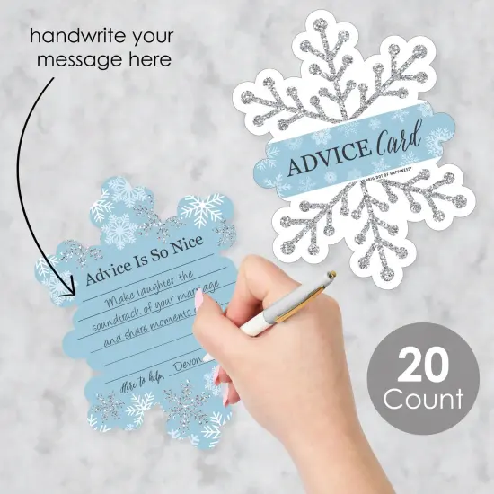 Big Dot of Happiness Winter Wonderland - Wish Card Snowflake Holiday Party and Winter Wedding Activities - Shaped Advice Cards Game - Set of 20 {3}