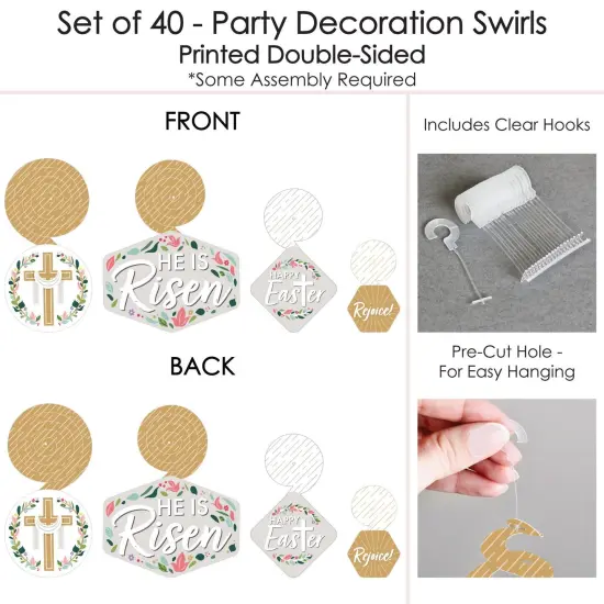 Big Dot of Happiness Religious Easter - Christian Holiday Party Hanging Decor - Party Decoration Swirls - Set of 40 {7}