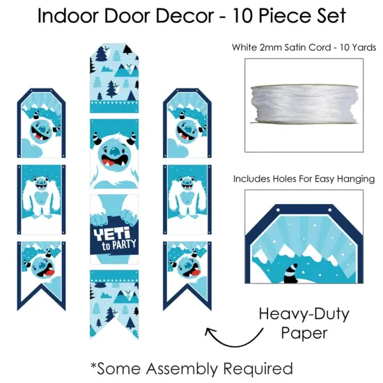 Big Dot of Happiness Yeti to Party - Hanging Vertical Paper Door Banners - Abominable Snowman Party Birthday Party Wall Decor Kit - Indoor Door Decor {6}