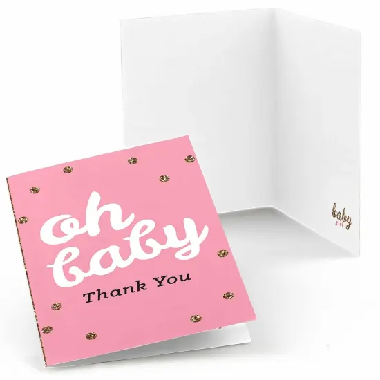 Big Dot of Happiness Hello Little One - Pink and Gold - Girl Baby Shower Thank You Cards (8 count) {1}