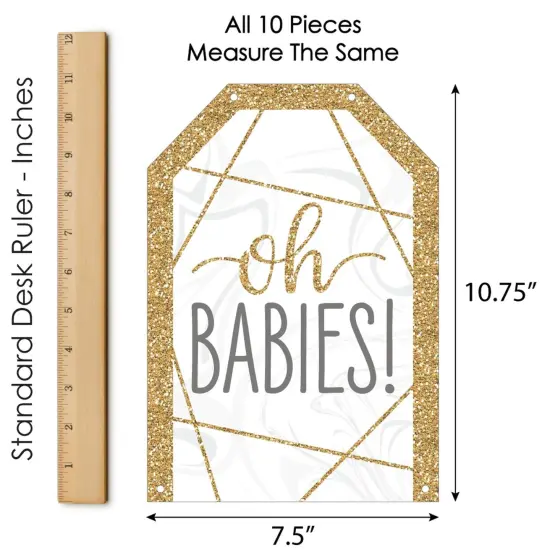 Big Dot of Happiness It's Twins - Hanging Vertical Paper Door Banners - Gold Twins Baby Shower Wall Decoration Kit - Indoor Door Decor {7}