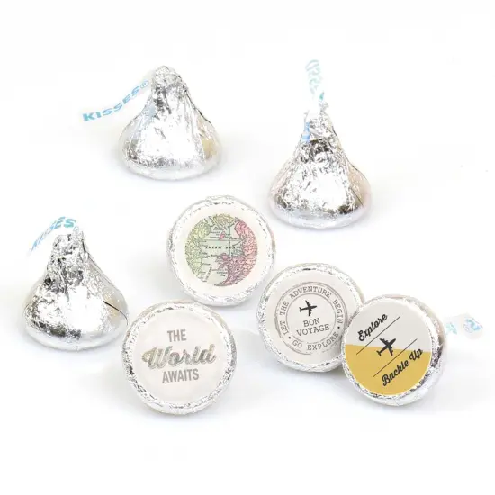 Big Dot of Happiness World Awaits - Travel Themed Party Round Candy Sticker Favors - Labels Fits Chocolate Candy (1 sheet of 108) {1}