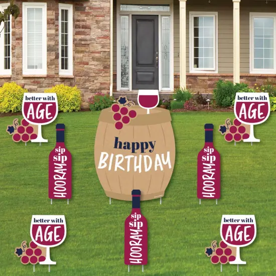Big Dot of Happiness Better with Age - Wine Happy Birthday - Yard Sign and Outdoor Lawn Decorations - Funny Birthday Prank Yard Signs - Set of 8 {1}