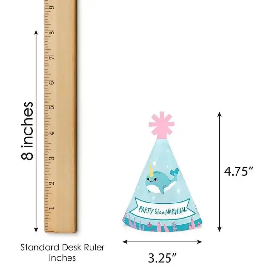 Big Dot of Happiness Narwhal Girl - Mini Cone Under The Sea Baby Shower or Birthday Party Hats - Small Little Party Hats - Set of 8 {7}