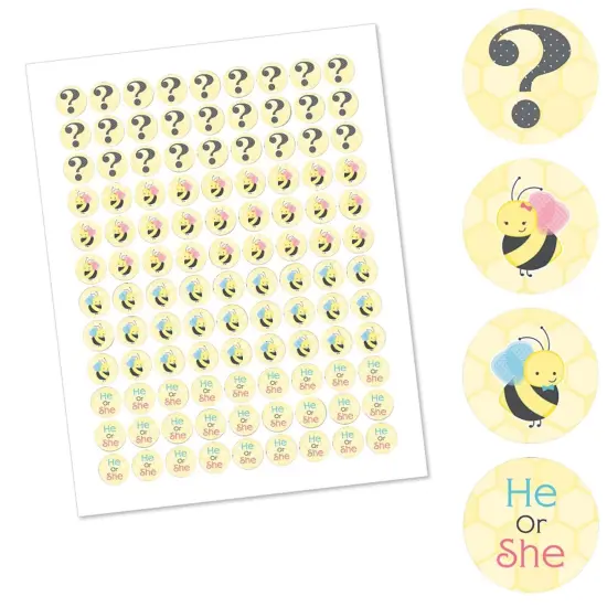 Big Dot of Happiness What Will It Bee - Gender Reveal Round Candy Sticker Favors - Labels Fits Chocolate Candy (1 sheet of 108) {3}