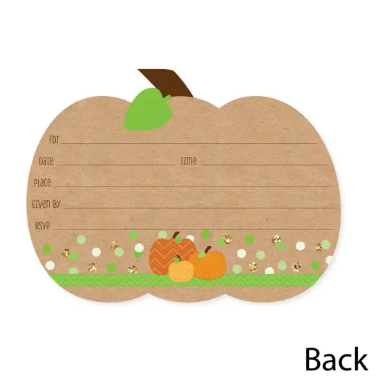 Big Dot of Happiness Pumpkin Patch - Shaped Fill-in Invitations - Fall, Halloween or Thanksgiving Party Invitation Cards with Envelopes - Set of 12 {6}