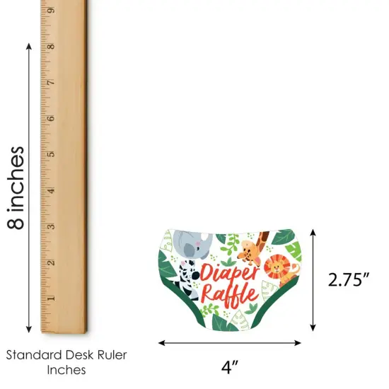 Big Dot of Happiness Jungle Party Animals - Diaper Shaped Raffle Ticket Inserts - Safari Zoo Animal Baby Shower Diaper Raffle Game - Set of 24 {4}