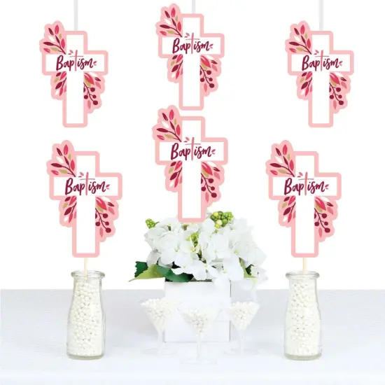 Big Dot of Happiness Baptism Pink Elegant Cross - Decorations DIY Girl Religious Party Essentials - Set of 20 {1}