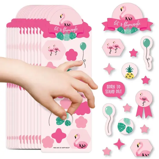 Big Dot of Happiness Pink Flamingo - Party Like a Pineapple - Tropical Summer Birthday Party Favor Kids Stickers - 16 Sheets - 256 Stickers {1}