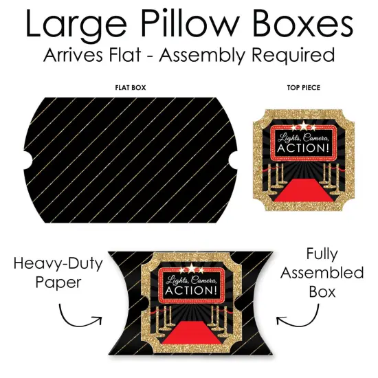 Big Dot of Happiness Red Carpet - Favor Gift Boxes - Movie Night Party Large Pillow Boxes - Set of 12 {7}