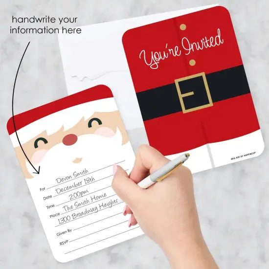 Big Dot of Happiness Jolly Santa Claus - Shaped Fill-in Invitations - Christmas Party Invitation Cards with Envelopes - Set of 12 {3}