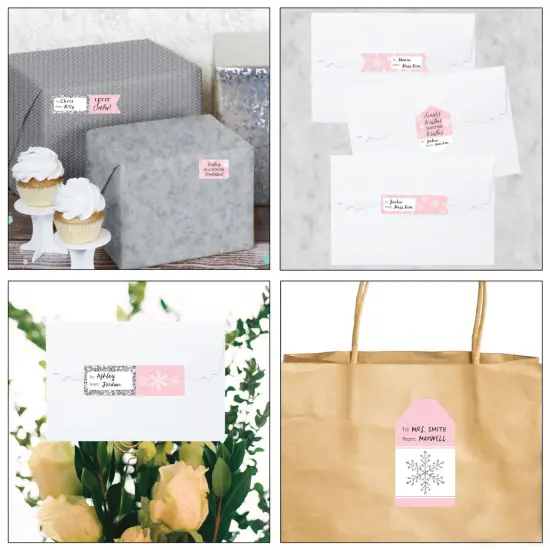 Big Dot of Happiness Pink Winter Wonderland Snowflake Birthday Party and Baby Shower Gift Tag Labels - To and From Stickers - 12 Sheets - 120 Stickers {7}