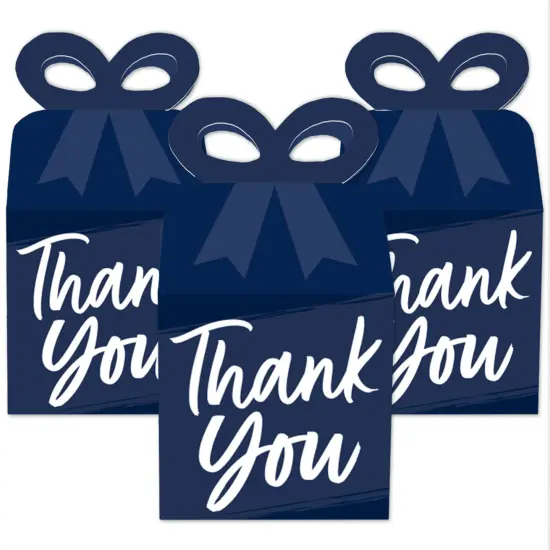 Big Dot of Happiness Navy Blue Elegantly Simple - Square Favor Gift Boxes - Guest Party Favors Bow Boxes - Set of 12 {3}