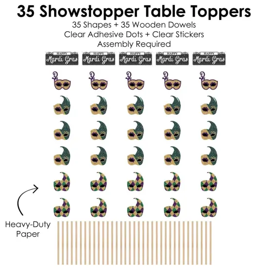Big Dot of Happiness Mardi Gras - Masquerade Party Centerpiece Sticks - Showstopper Table Toppers - 35 Pieces {7}