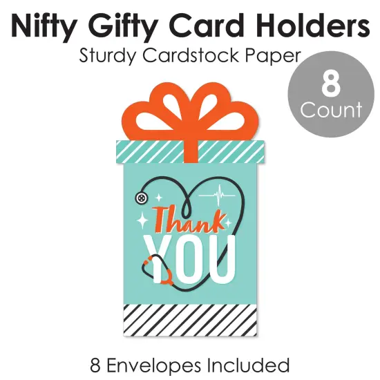 Big Dot of Happiness Thank You Doctors - Doctor Appreciation Week Money and Gift Card Sleeves - Nifty Gifty Card Holders - Set of 8 {6}