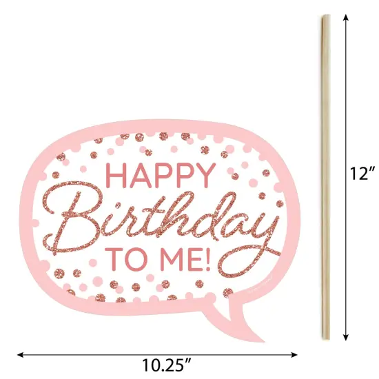 Big Dot of Happiness Funny Pink Rose Gold Birthday - Happy Birthday Party Photo Booth Props Kit - 10 Piece {6}