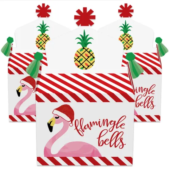 Big Dot of Happiness Flamingle Bells - Treat Box Party Favors - Tropical Christmas Party Goodie Gable Boxes - Set of 12 {3}