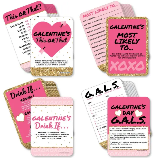 Big Dot of Happiness Be My Galentine - 4 Valentine&rsquo;s Day Party Games - 10 Cards Each - This or That, Most Likely To, Drink If, Gals - Gamerific Bundle {1}