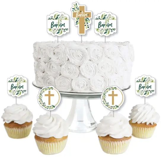 Big Dot of Happiness Baptism Elegant Cross - Dessert Cupcake Toppers - Religious Party Clear Treat Picks - Set of 24 {1}