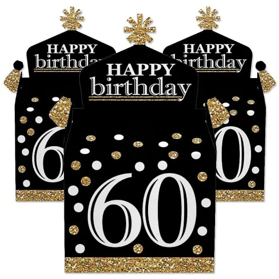 Big Dot of Happiness Adult 60th Birthday - Gold - Treat Box Party Favors - Birthday Party Goodie Gable Boxes - Set of 12 {3}