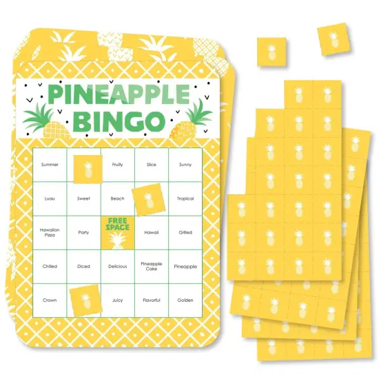 Big Dot of Happiness Tropical Pineapple - Bingo Cards and Markers - Summer Party Bingo Game - Set of 18 {1}