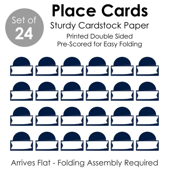 Big Dot of Happiness Navy Blue Elegantly Simple - Guest Party Favors Tent Buffet Card - Table Setting Name Place Cards - Set of 24 {7}