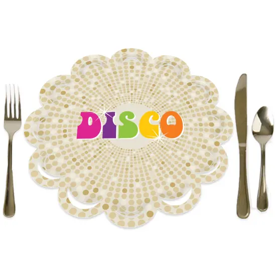 Big Dot of Happiness 70&rsquo;s Disco - 1970s Disco Fever Party Round Table Decorations - Paper Chargers - Place Setting For 12 {1}
