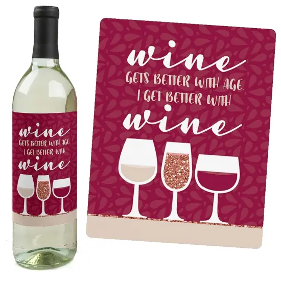 Big Dot of Happiness But First, Wine - Wine Tasting Party Decorations for Women and Men - Wine Bottle Label Stickers - Set of 4 {3}