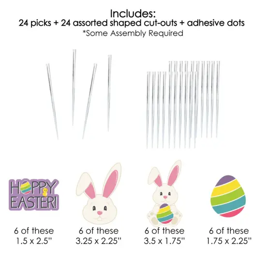 Big Dot of Happiness Hippity Hoppity - Dessert Cupcake Toppers - Easter Bunny Party Clear Treat Picks - Set of 24 {7}