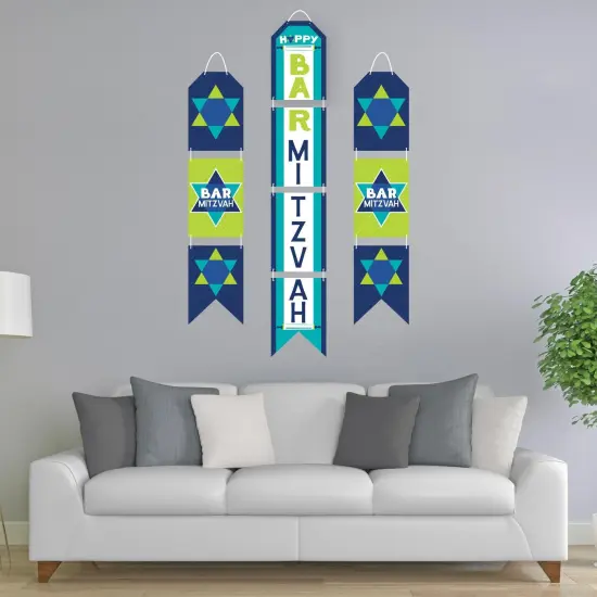 Big Dot of Happiness Blue Bar Mitzvah - Hanging Vertical Paper Door Banners - Boy Party Wall Decoration Kit - Indoor Door Decor {3}