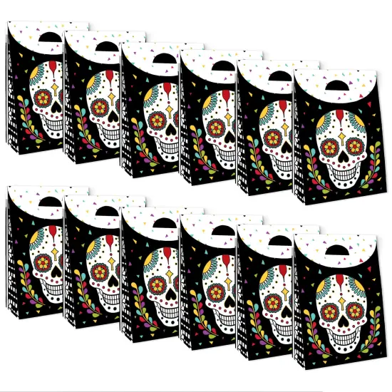 Big Dot of Happiness Day of the Dead - Halloween Sugar Skull Gift Favor Bags Party Goodie Boxes - Set of 12 {6}