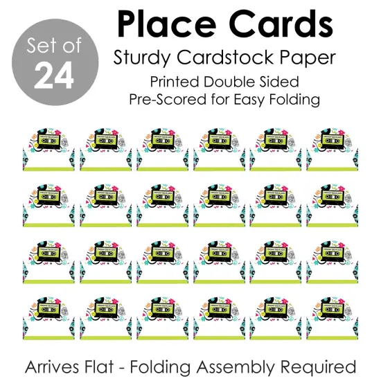 Big Dot of Happiness Through the Decades - 50s, 60s, 70s, 80s, and 90s Party Tent Buffet Card - Table Setting Name Place Cards - Set of 24 {7}