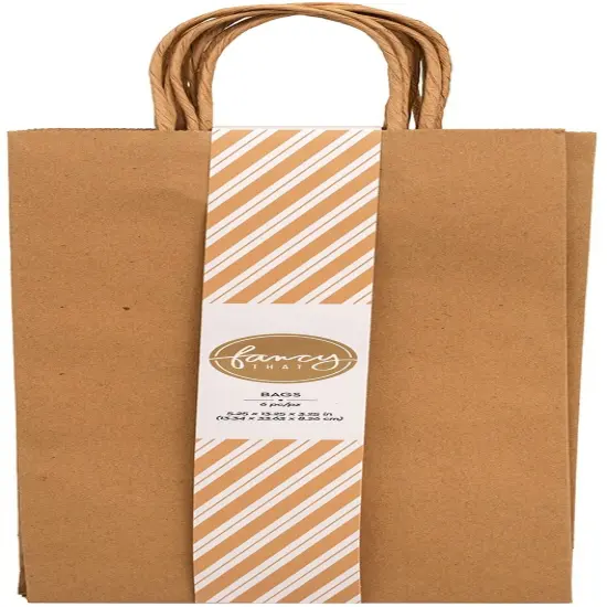 American Crafts Fancy That Wine Gift Bags 5.25"X13.25" 6/Pkg-Kraft {1}