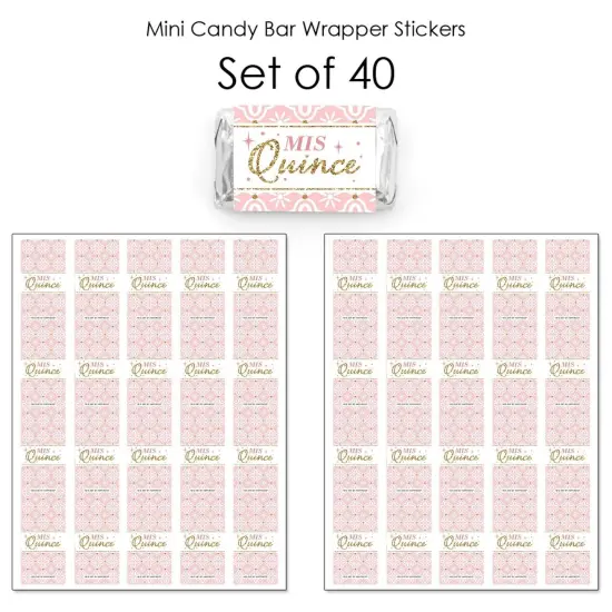 Big Dot of Happiness Mis Quince Anos - Mini Candy Bar Wrapper Stickers - Quinceanera Sweet 15 Birthday Party Small Favors - 40 Count {4}